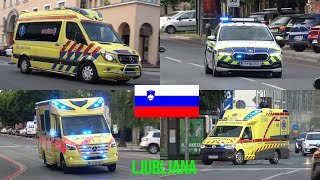 🇸🇮 Police and ambulances with lights and sirens in Ljubljana Slovenia 1622 [upl. by Jacquetta]