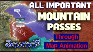 All Important Mountain Passes in India  Through Map Animation  iRise Academy in Telugu [upl. by Ebeohp]