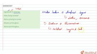 Hypolimnion of a deep lake  12  ORGANISMS AND THE ENVIRONMENT  BIOLOGY  DINESH PUBLICATION E [upl. by Veal]