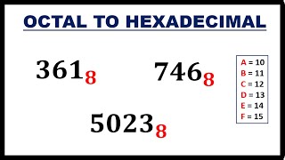 OCTAL TO HEXADECIMAL CONVERSION [upl. by Hainahpez]