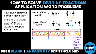 Dividing Fractions Application Word Problems 4 Detailed Examples [upl. by Quartus]