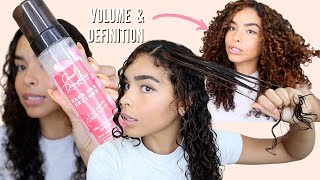 CURLY HAIR ROUTINE TRYING NEW PRODUCTS  Carols Daughter Gel to Foam Styler [upl. by Aremahs]