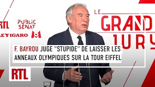 François Bayrou juge quotstupidequot de laisser les anneaux olympiques sur la tour Eiffel [upl. by Kruse585]