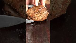 Thick 4cm grilled and then fried medium rare fillets steak shorts [upl. by Hedi]