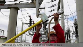 How to apply the earthing device in HVMV substations with guidance device for insulating sticks [upl. by Urbannal]