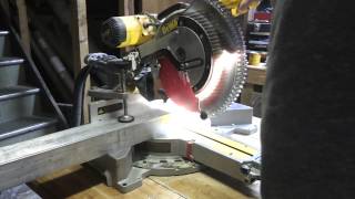 Cutting thick aluminum beam with miter saw [upl. by Naujuj]