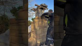 Building sandstone pillars countrymusic stonemasonry stonemason howtobuild housedesign [upl. by Sandi898]