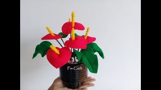 Cara Membuat Bunga Anthurium dari Kain Flanel [upl. by Nitsud]