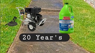 Pressure washing a filthy concrete walkway that hasnt been cleaned in 20 years [upl. by Nylarak]