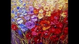 Paint flowers with palette knife techniques demonstration video by Tatiana Iliina [upl. by Weaks19]