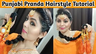 Punjabi Paranda Hairstyle tutorial  How to wear Paranda  Punjabi Look [upl. by Rafferty54]