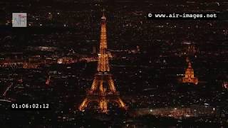 Aerial Footage by night  The Eiffel Tower in the landscape of Paris [upl. by Jennings]