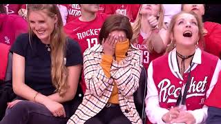 Emilia Clarke the Mother of Dragons Watches Warriors vs Rockets Game in Houston [upl. by Naz]