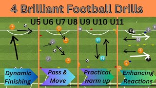 4 BRILLIANT FootballSoccer Drills  Handy for all Coaches  player improvement u7 u8 u9 u10 DRILLS [upl. by Aldos]