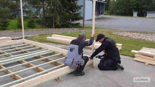 Building of a corner post cabin with insulation [upl. by Regina]