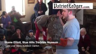 Shane Elliott Educational Coordinator for Blue Hills Trailside Museum introduces visitors to owls [upl. by Oisangi]