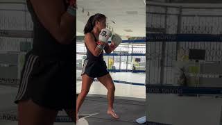 Jackie Buntan training pad work kickboxing MuayThai onechampionship [upl. by Eirrej]