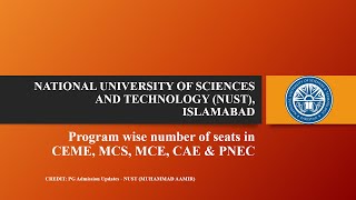 NUST MS Programs seat 22  No of Seats in NUST MCE MCS EME CAE PNEC  NUST PG Admissions [upl. by Ayek]