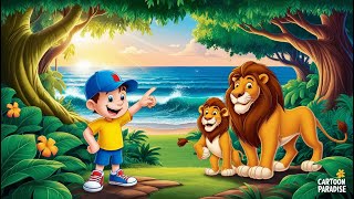 Lion Cartoon and Kid Fun Adventure in Forest  Nursery Rhymes 😍✨ [upl. by Ingaberg320]