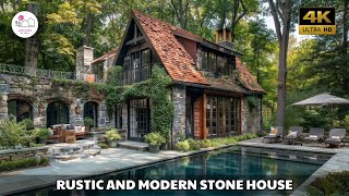 Rustic but not less modern Stone house covered with trees next to the swimming pool [upl. by Renault997]