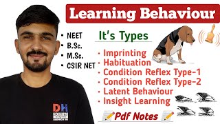 Learning Behaviour In Animals  Learning Behaviour amp Its Types  Ethology  By Dadhich Sir [upl. by Darcie]