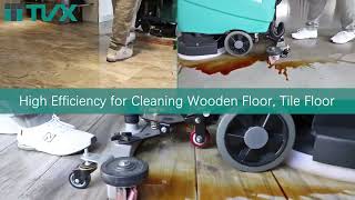 T35B Walk Behind Commercial Floor Scrubber Dryer Machine Operation Video [upl. by Valene]