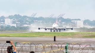 Qantas Boeing 747400ER  Take Off from Cartagena Col [upl. by Aivatco]