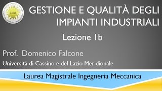 Gestione e qualità degli impianti industriali Lezione 1b [upl. by Puiia]