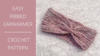 Easy Ribbed Earwarmer  Crochet Pattern  Sass amp Stitch [upl. by Anaujal315]