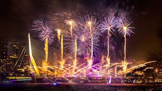 Rotterdam Erasmus Bridge Fireworks Show  New Year 2024 [upl. by Hanikehs]