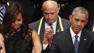 Bushs dance moves at the Dallas shooting memorial are enough to make the Obamas cringe [upl. by Euqinna]