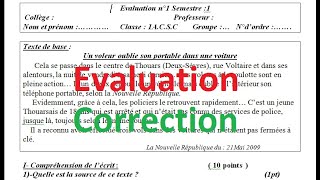 Cours de français  Évaluation 1 Période 1  Correction [upl. by Arraik555]