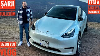 TESLA’NIN DEPOYU \u00100 DOLDURUP YOLA ÇIKTIM  KAÇ KM GİTTİ  SAKARYAİSTANBUL VLOG  KIŞIN TÜKETİM [upl. by Arramas485]