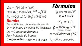 Calculo de Diámetro de Succión  Impulsión y Potencia de Bomba Hidráulica [upl. by Alinoel]