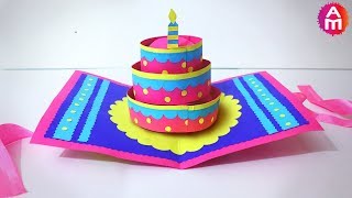 DIYBeautiful Handmade Happy Birthday Card  🎂3D Cake Pop Up Card  Artsy Madhu 35 [upl. by Acinna]