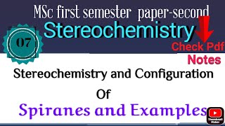 Stereochemistry and Configuration of spiranes and Examples MSc first semester papersecond [upl. by Mellisa]