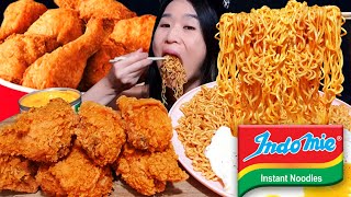 KFC amp INDOMIE NOODLES MUKBANG Extra Crispy Fried Chicken amp Spicy BBQ Indomie Ramen  Asmr Eating [upl. by Haldis403]