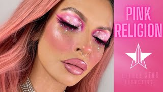 JEFFREE STAR PINK RELIGION PALETTE COLLECTION MAKEUP TUTORIAL GIVEAWAY REVIEW [upl. by Akahs]