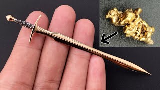 I turn gold nugget into a mini sword  small sword making [upl. by Dukey]