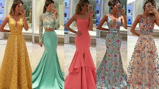 VESTIDOS largos de fiesta elegantes  ideas de invitada de boda madrina  Tendencias MODA 2019 [upl. by Hyozo550]