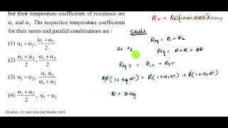 JEE MAIN 31Jan 2024 morning shift solution in English  Two conductors have the same resistances at [upl. by Hesoj]