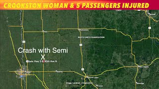 Crookston Woman amp 5 Passengers Injured In Crash With Semi [upl. by Eelrak]