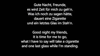 Reinhard Mey  Gute Nacht Freunde  Lyrics  Translation [upl. by Allemahs]