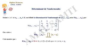 Déterminant d’une matrice par blocs et Déterminant de Vandermonde [upl. by Ennayk]