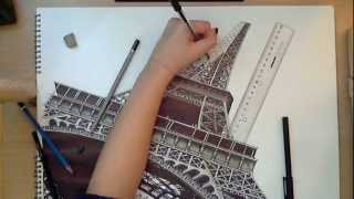 Realistic Drawing The Eiffel Tower [upl. by Eecram]