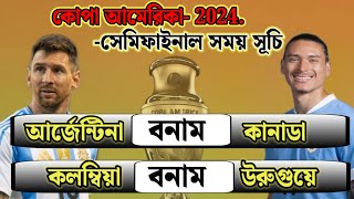 কোপা আমেরিকা সেমিফাইনালে সম্পূর্ণ সময় সূচি এবং তারিখ বাংলাদেশ টাইমে।copa america 2024 semifinals fi [upl. by Batchelor]