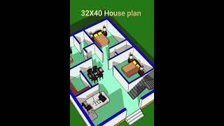 32X40 House plan construction building 2delevation homedesign 2bhkhousedesign 3dhomeplan [upl. by Ailil]