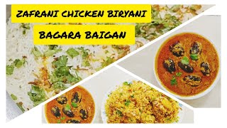 Zafrani Chicken Dum Biryani With Bagara Baigan  Hyderabad Biryani  Sherinkitchenvlogs [upl. by Alvar]