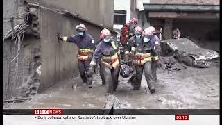 Weather Events  Landslide with huge volumes of mud in Quito Ecuador  BBC  2nd February 2022 [upl. by Bertle]