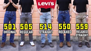 COMPLETE Guide To Levis Straight Fit Jeans  501 505 514 550 559 Comparison  Review [upl. by Noletta871]